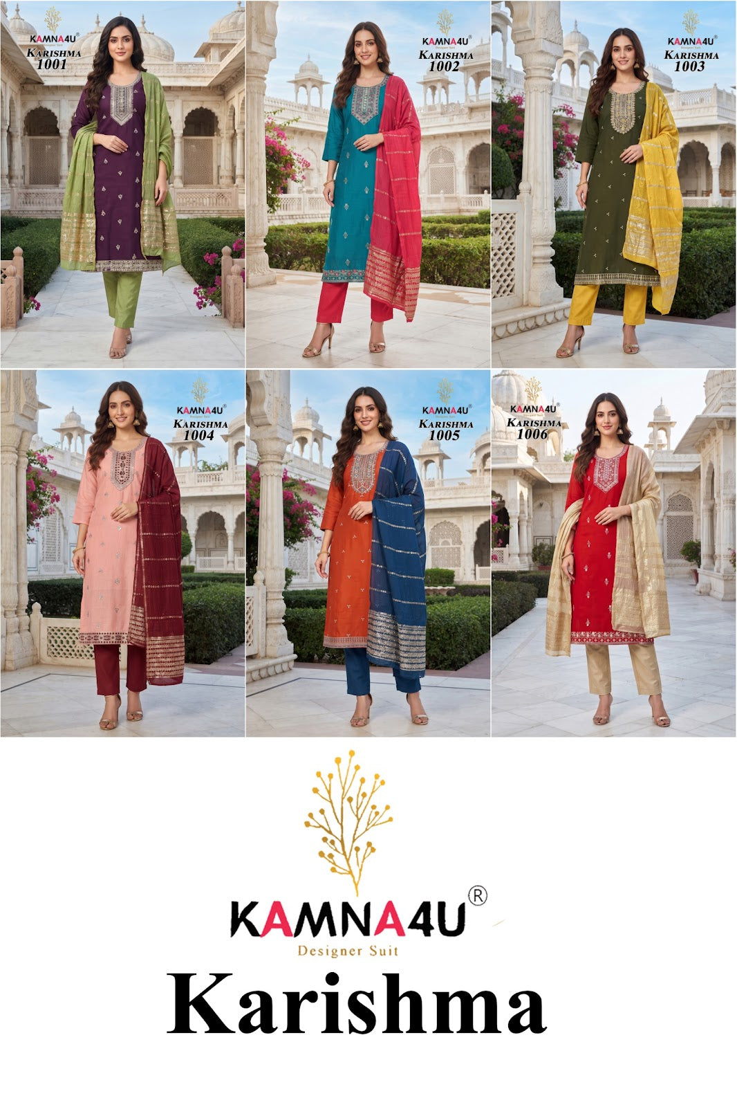 Karishma Kamna4U Chanderi Readymade Pant Style Suits Wholesale Price