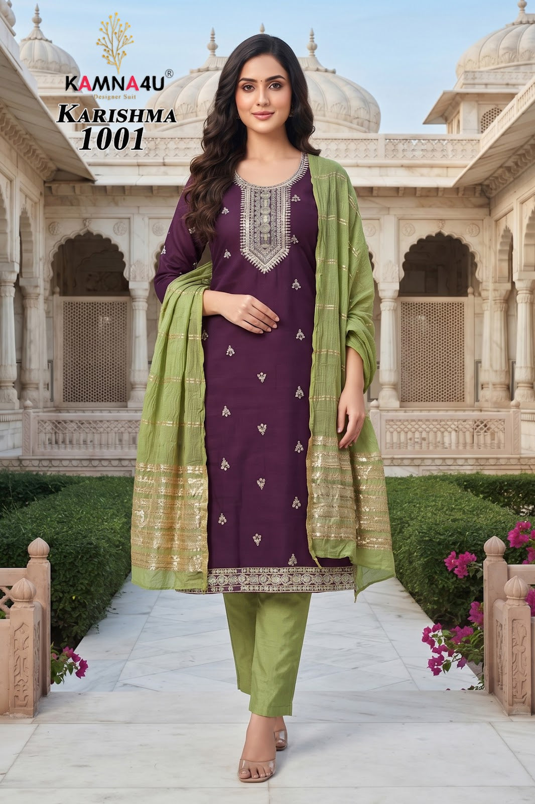 Karishma Kamna4U Chanderi Readymade Pant Style Suits Wholesale Price