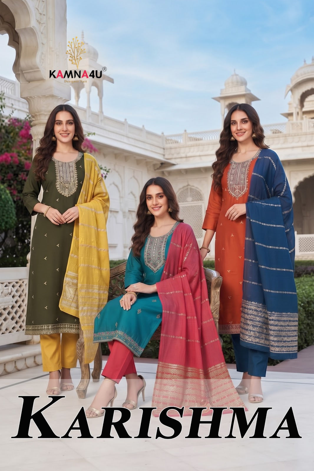 Karishma Kamna4U Chanderi Readymade Pant Style Suits Wholesale Price