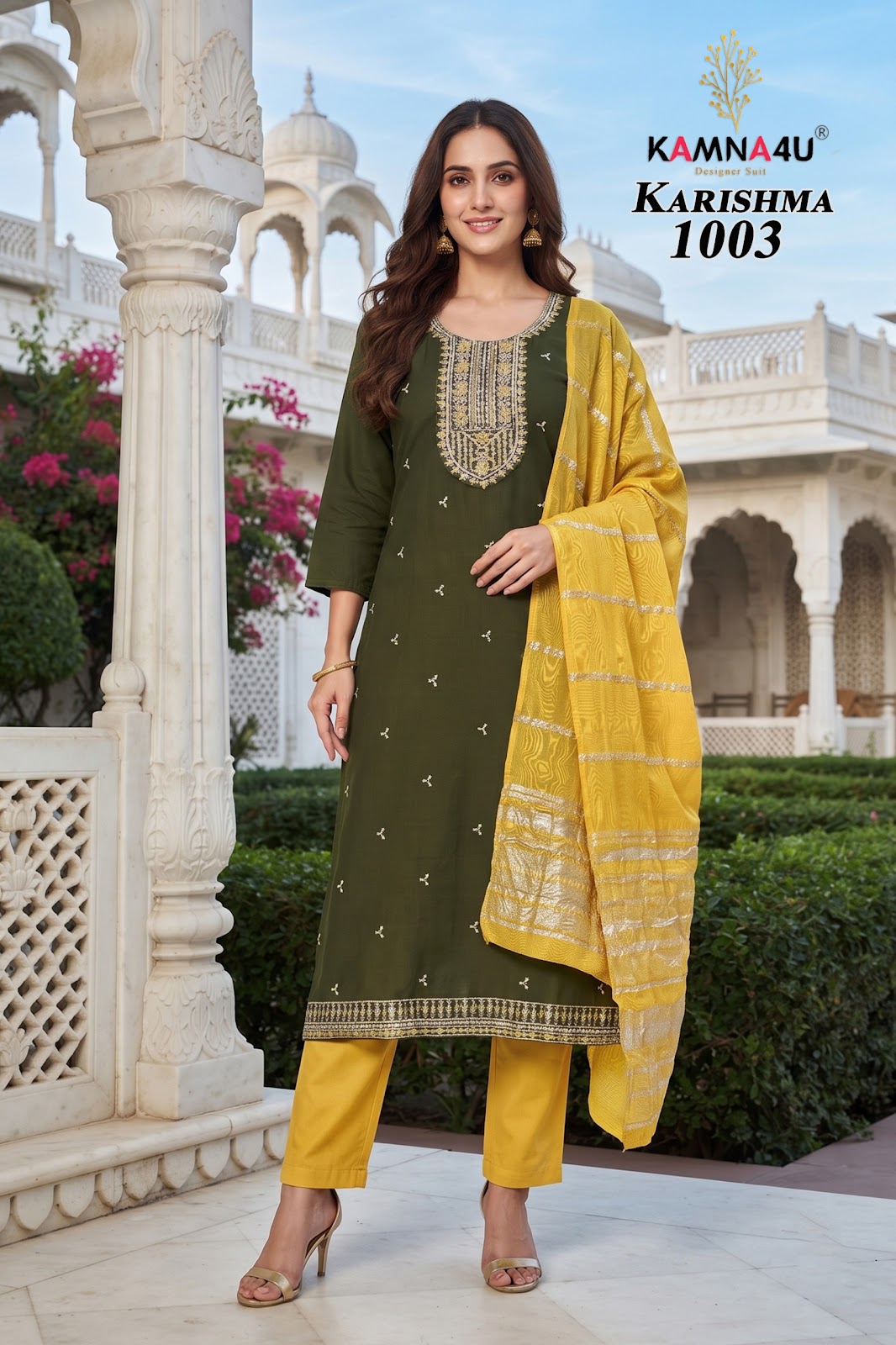 Karishma Kamna4U Chanderi Readymade Pant Style Suits Wholesale Price