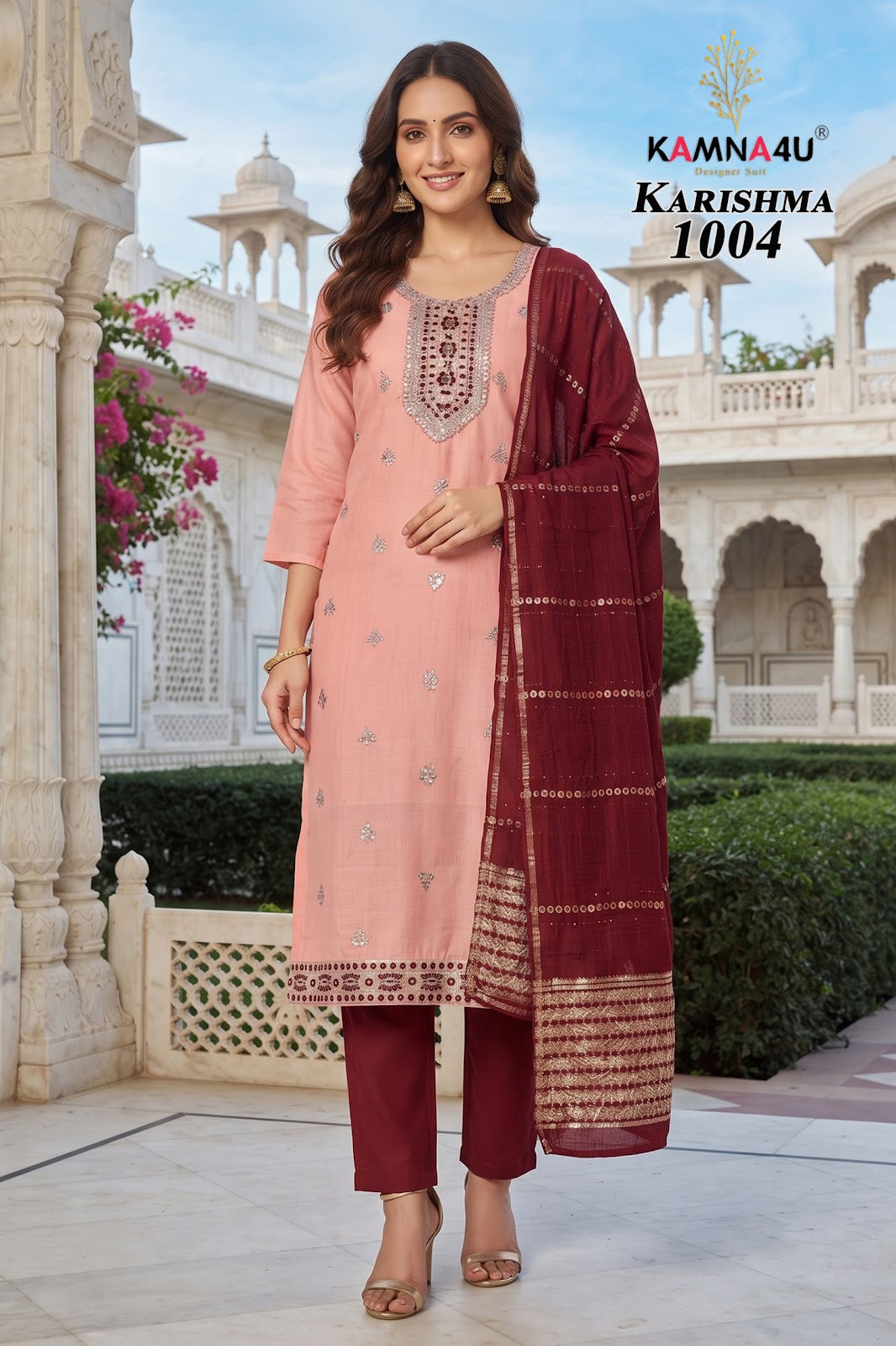 Karishma Kamna4U Chanderi Readymade Pant Style Suits Wholesale Price