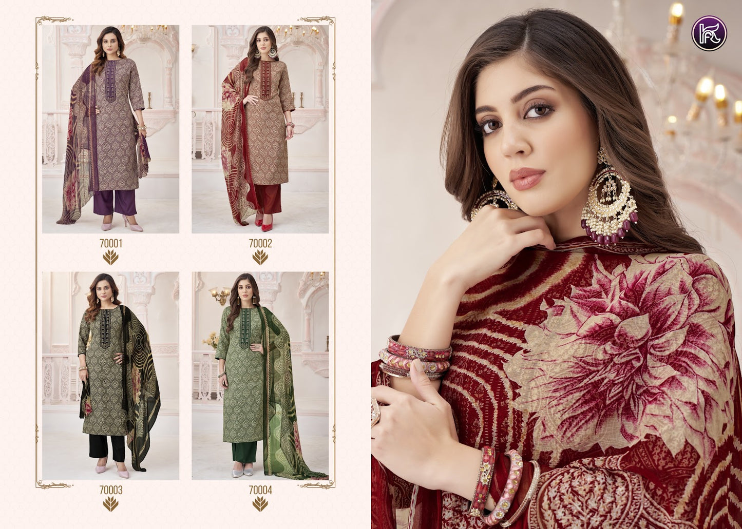 Karishma Vol 14 Kala Fashion Jaam Print Plazzo Style Suits Supplier Gujarat