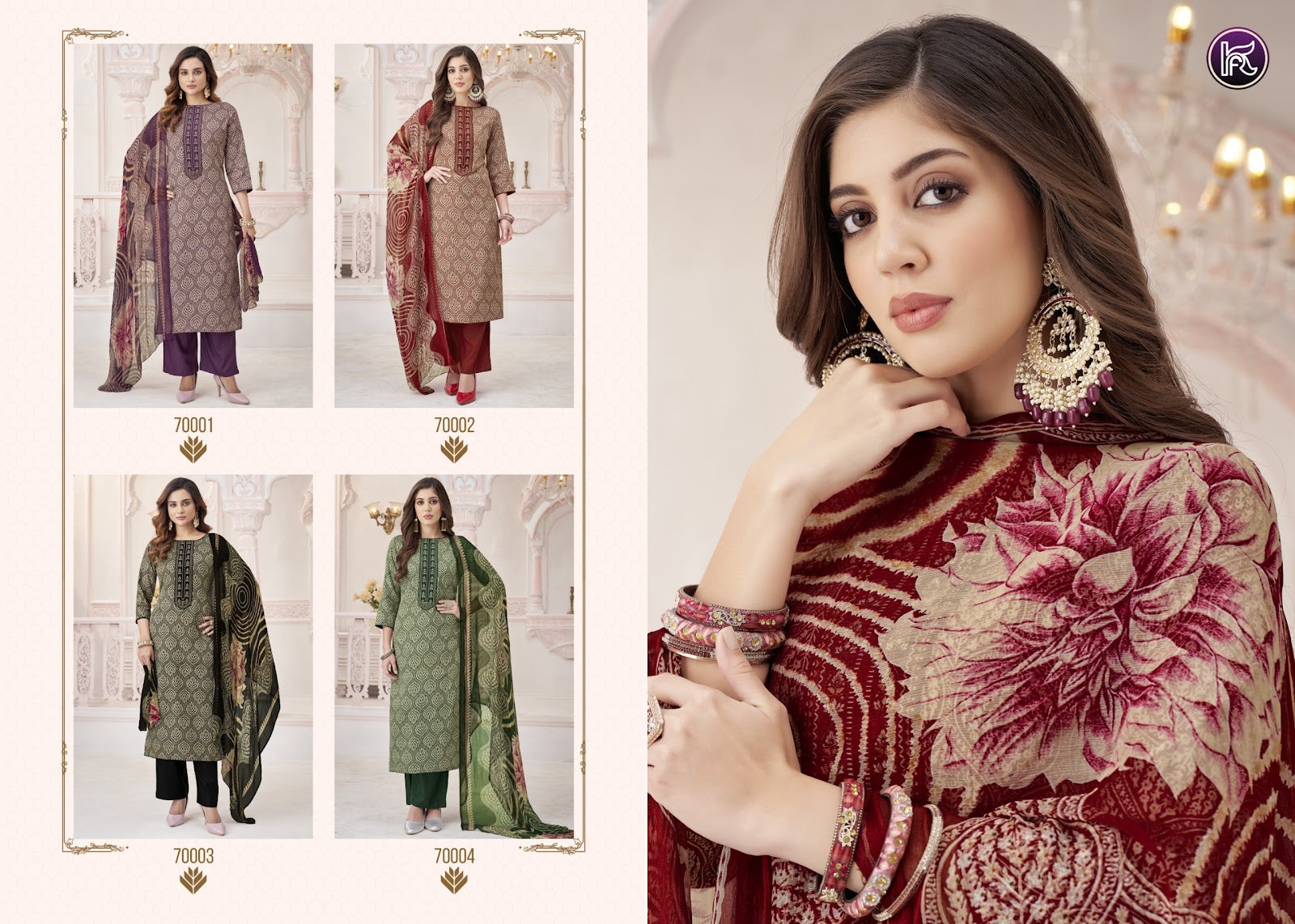 Karishma Vol 14 Kala Fashion Jaam Print Plazzo Style Suits Supplier Gujarat