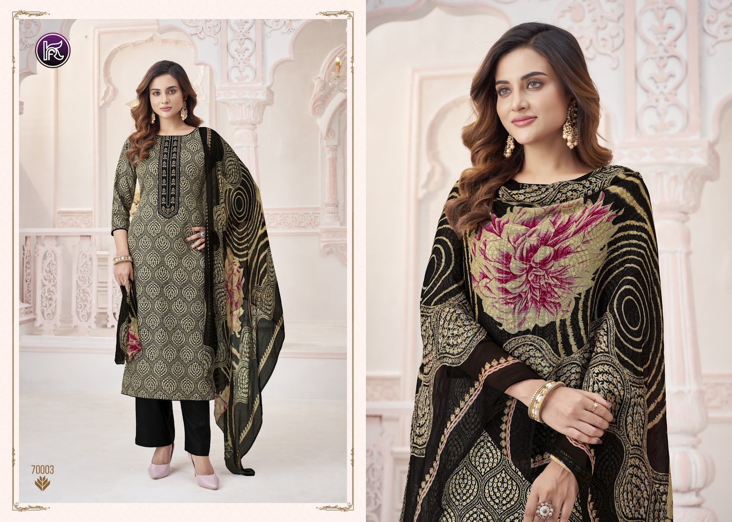 Karishma Vol 14 Kala Fashion Jaam Print Plazzo Style Suits Supplier Gujarat