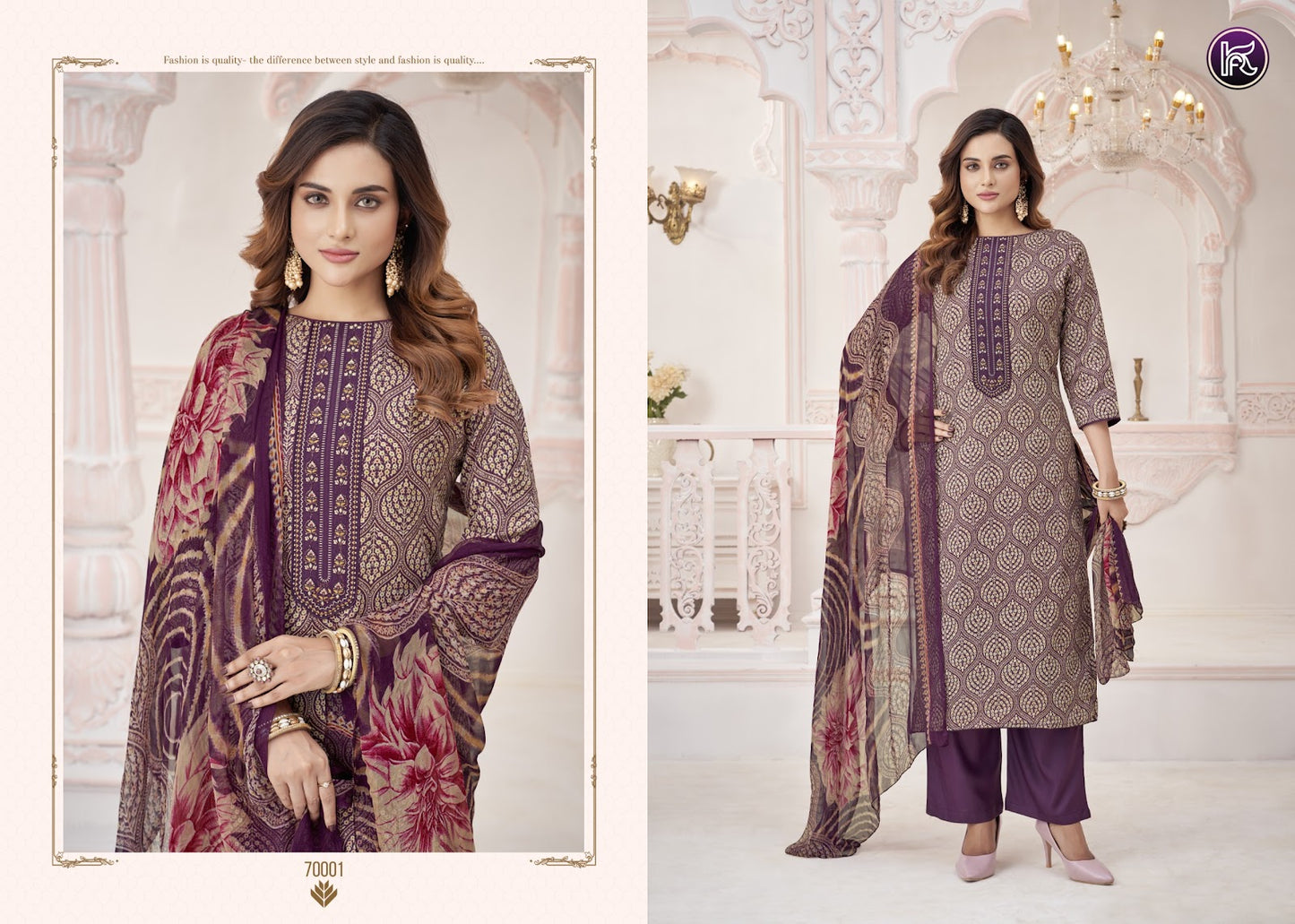 Karishma Vol 14 Kala Fashion Jaam Print Plazzo Style Suits Supplier Gujarat