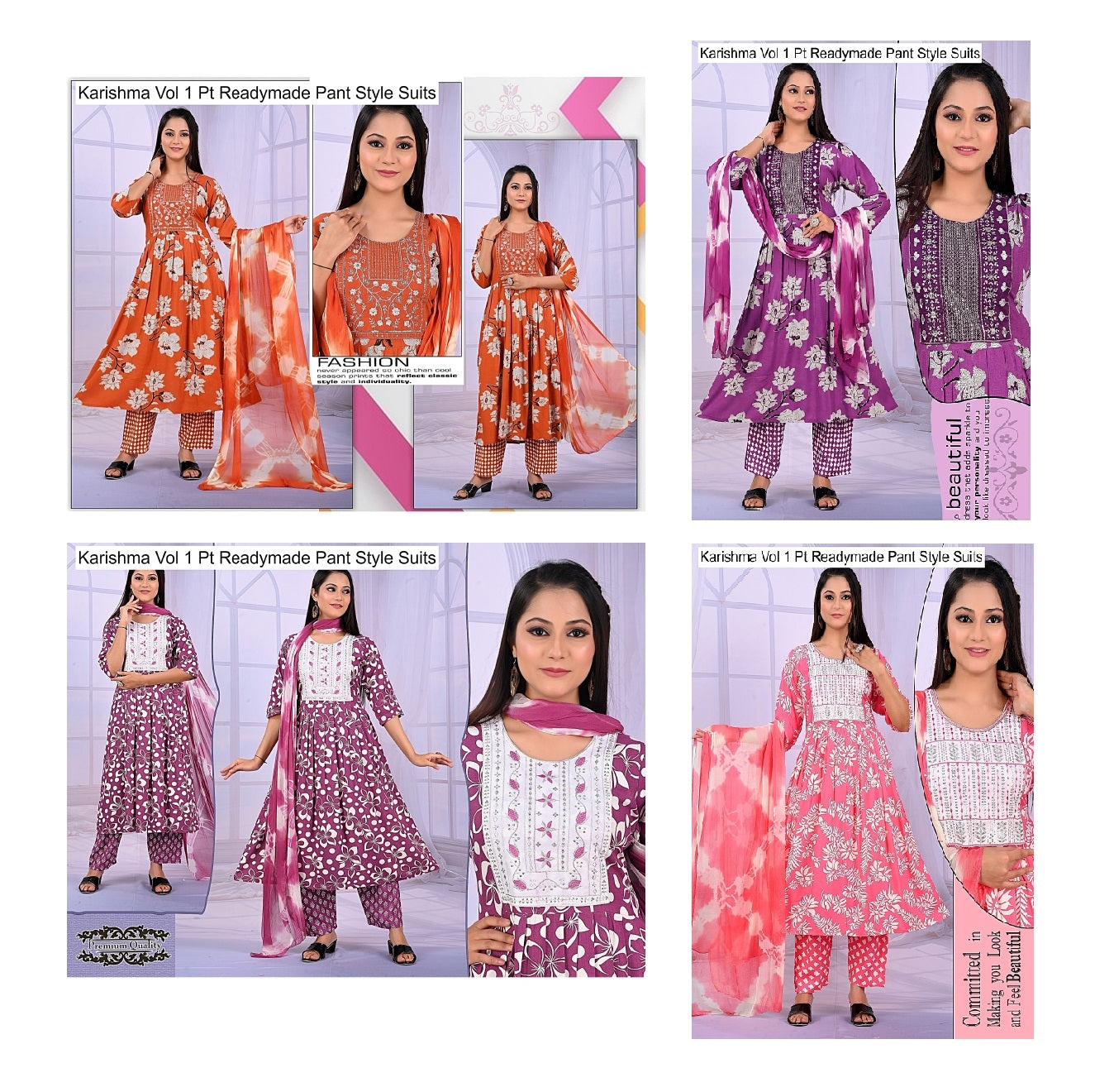 Karishma Vol 1 Pt Rayon 14Kg Readymade Pant Style Suits Supplier Gujarat