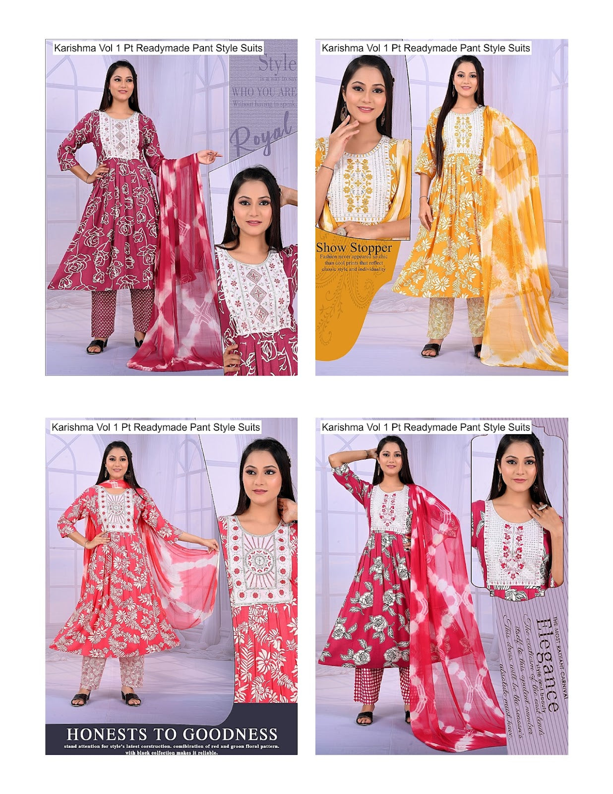 Karishma Vol 1 Pt Rayon 14Kg Readymade Pant Style Suits Supplier Gujarat