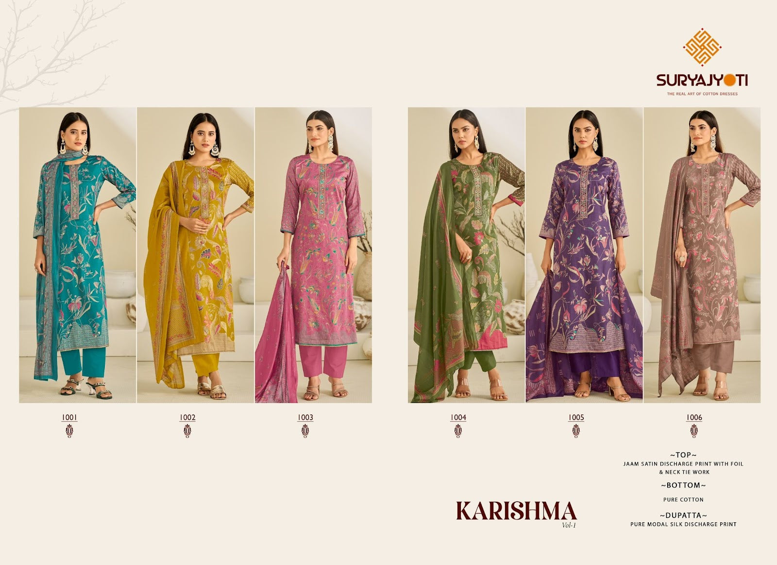 Karishma Vol 1 Suryajyoti Jaam Satin Pant Style Suits Wholesaler India