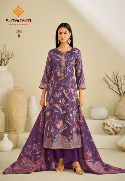 Karishma Vol 1 Suryajyoti Jaam Satin Pant Style Suits Wholesaler India