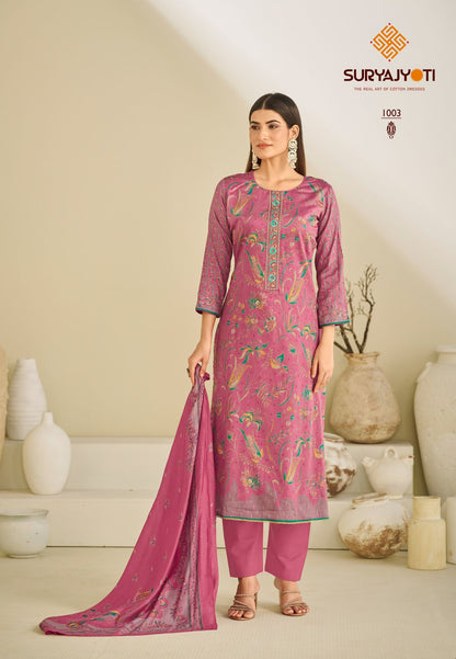 Karishma Vol 1 Suryajyoti Jaam Satin Pant Style Suits Wholesaler India