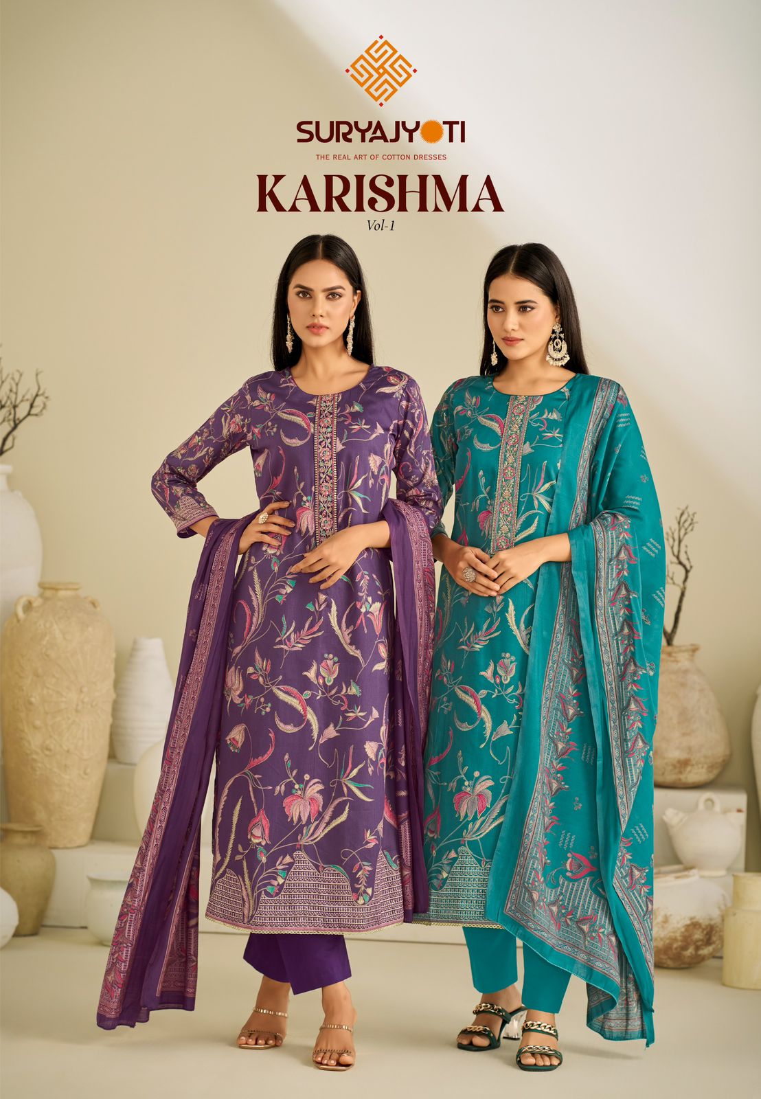 Karishma Vol 1 Suryajyoti Jaam Satin Pant Style Suits Wholesaler India