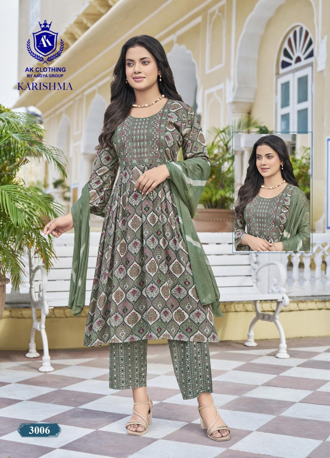 Karishma Vol 3 Ak Clothing Rayon Readymade Pant Style Suits Wholesaler Ahmedabad