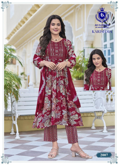 Karishma Vol 3 Ak Clothing Rayon Readymade Pant Style Suits Wholesaler Ahmedabad