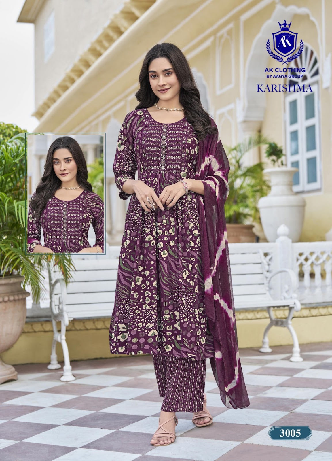 Karishma Vol 3 Ak Clothing Rayon Readymade Pant Style Suits Wholesaler Ahmedabad