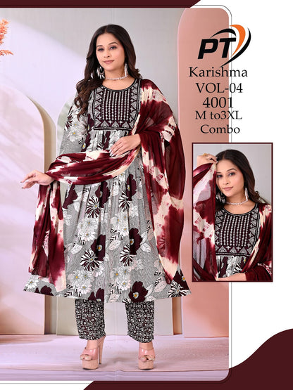 Karishma Vol 4 Pt Rayon 14Kg Readymade Anarkali Suits Exporter Gujarat
