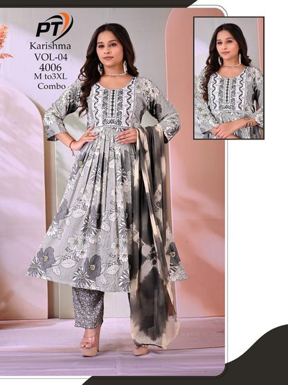 Karishma Vol 4 Pt Rayon 14Kg Readymade Anarkali Suits Exporter Gujarat