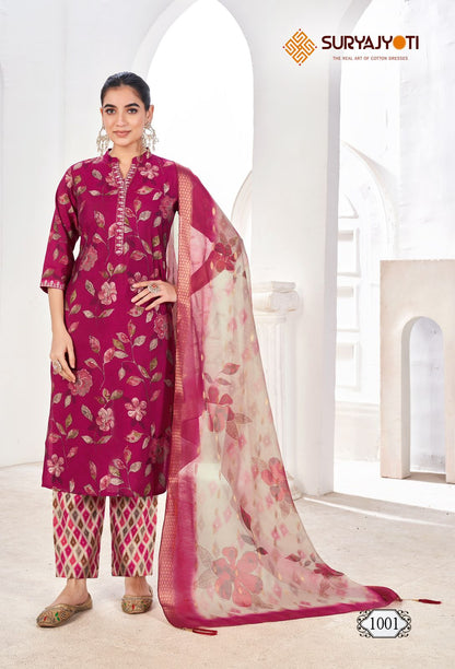 Karla Vol 1 Suryajyoti Modal Readymade Pant Style Suits Wholesaler Ahmedabad