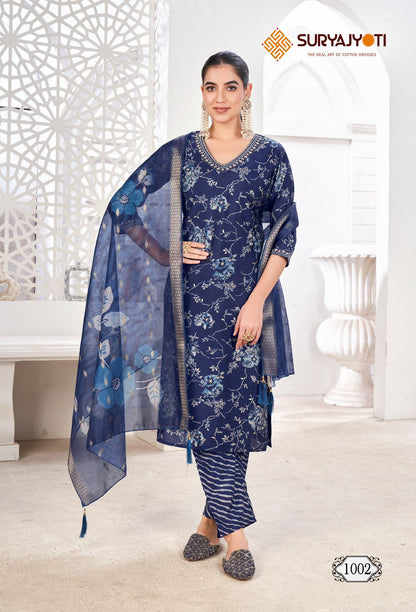 Karla Vol 1 Suryajyoti Modal Readymade Pant Style Suits Wholesaler Ahmedabad