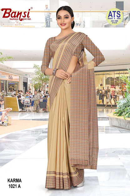 Karma Bansi Fashion Crape Uniform Sarees
