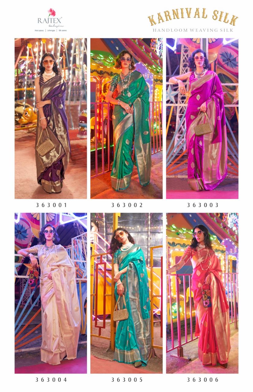 Karnival Silk Rajtex Handloom Silk Sarees Supplier