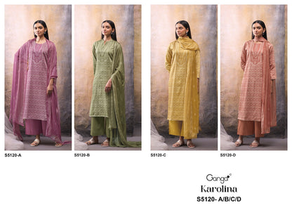 Karolina S5120 Ganga Cotton Satin Plazzo Style Suits Wholesaler India