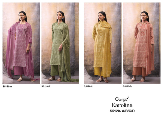 Karolina S5120 Ganga Cotton Satin Plazzo Style Suits Wholesaler India