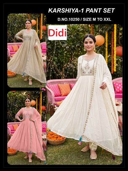 Karshiya 1 Dn 10250 Didi Chanderi Readymade Anarkali Suits Exporter Gujarat