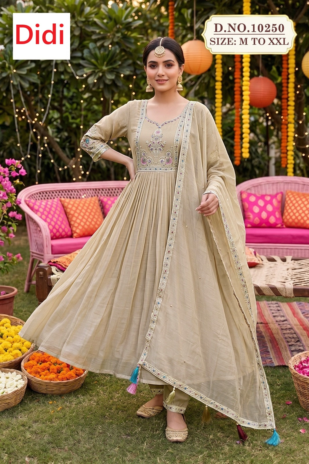 Karshiya 1 Dn 10250 Didi Chanderi Readymade Anarkali Suits Exporter Gujarat