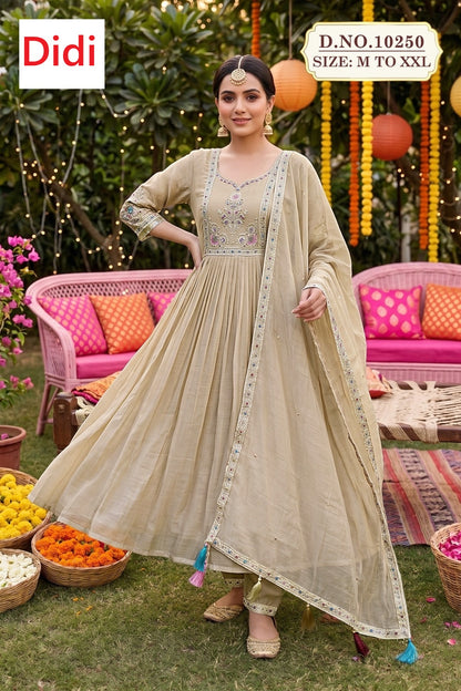 Karshiya 1 Dn 10250 Didi Chanderi Readymade Anarkali Suits Exporter Gujarat