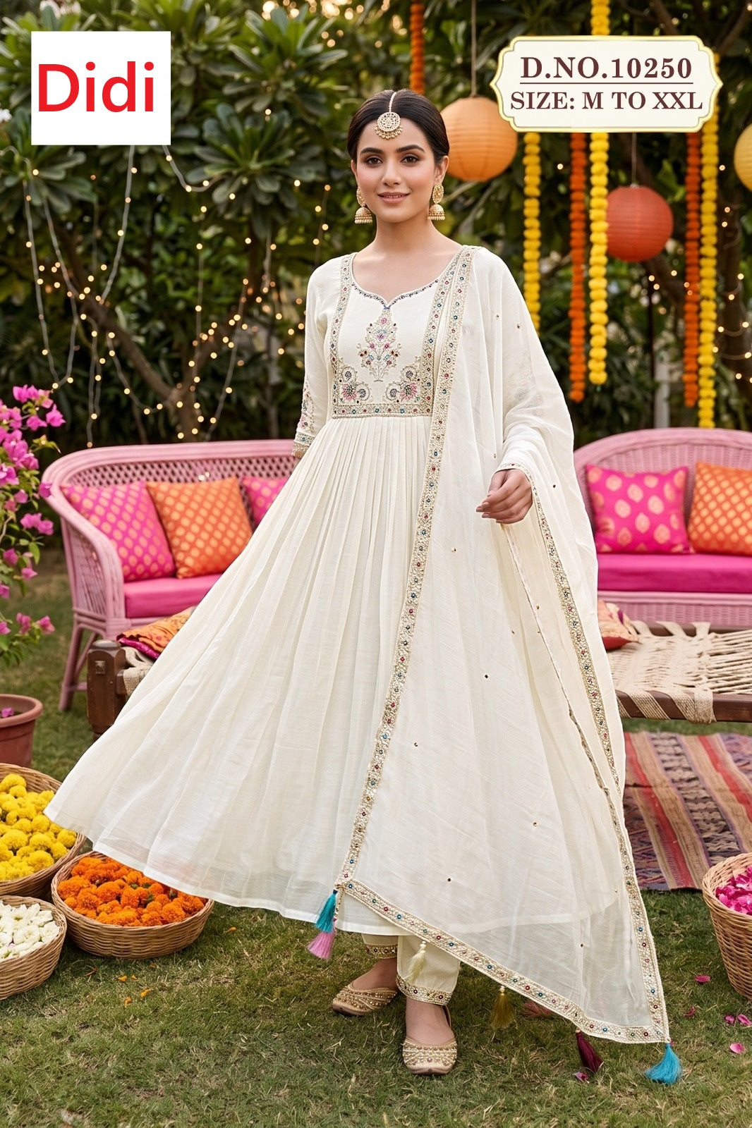 Karshiya 1 Dn 10250 Didi Chanderi Readymade Anarkali Suits Exporter Gujarat