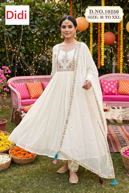 Karshiya 1 Dn 10250 Didi Chanderi Readymade Anarkali Suits Exporter Gujarat