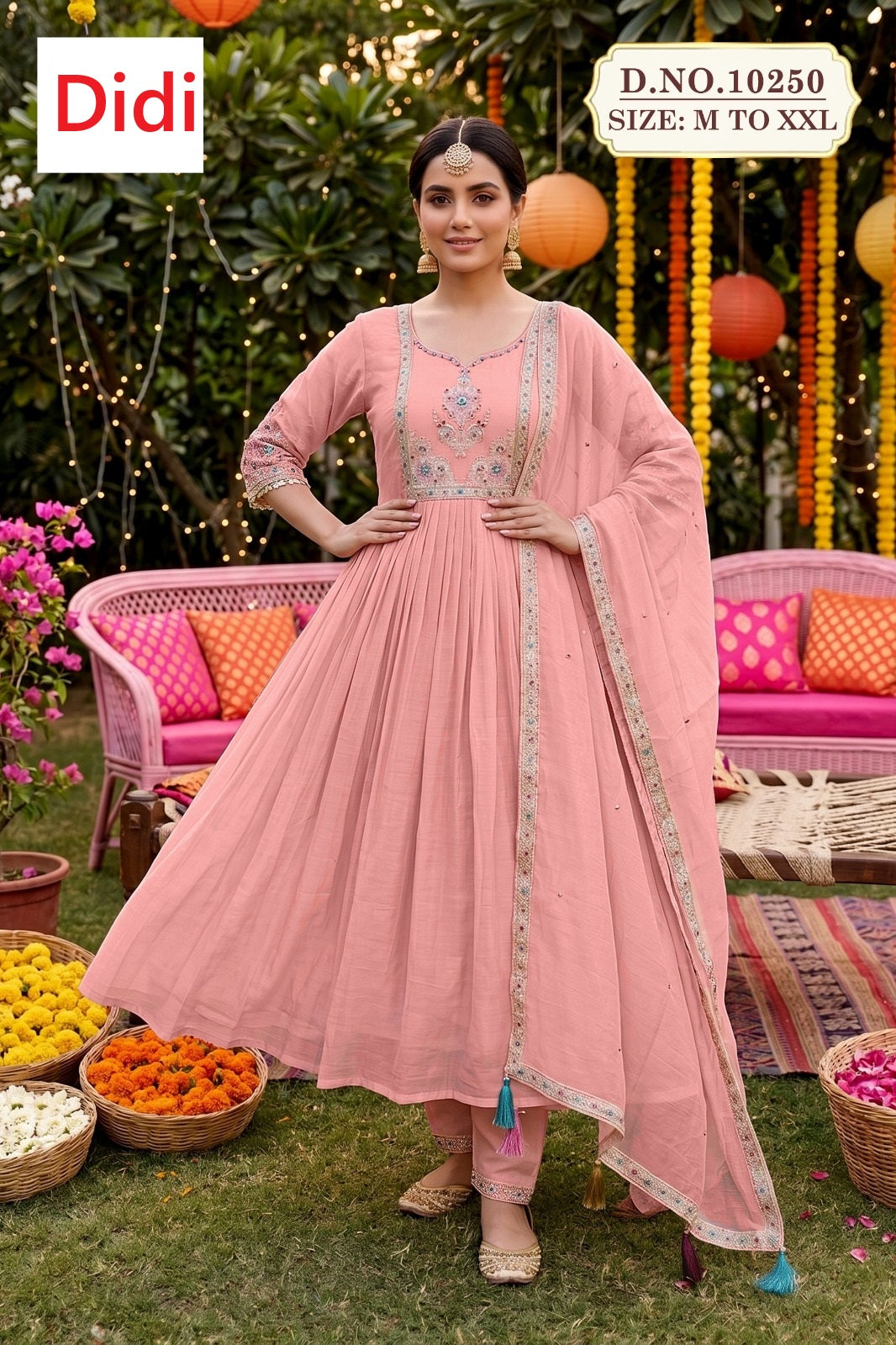 Karshiya 1 Dn 10250 Didi Chanderi Readymade Anarkali Suits Exporter Gujarat