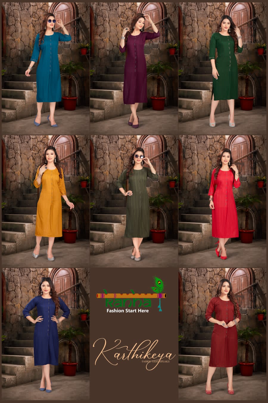 Karthikeya Kanha Knee Length Kurtis