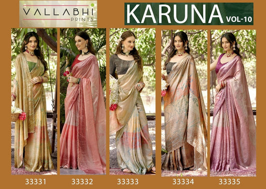 Karuna Vol 10 Vallabhi Prints Satin Sarees Exporter Ahmedabad
