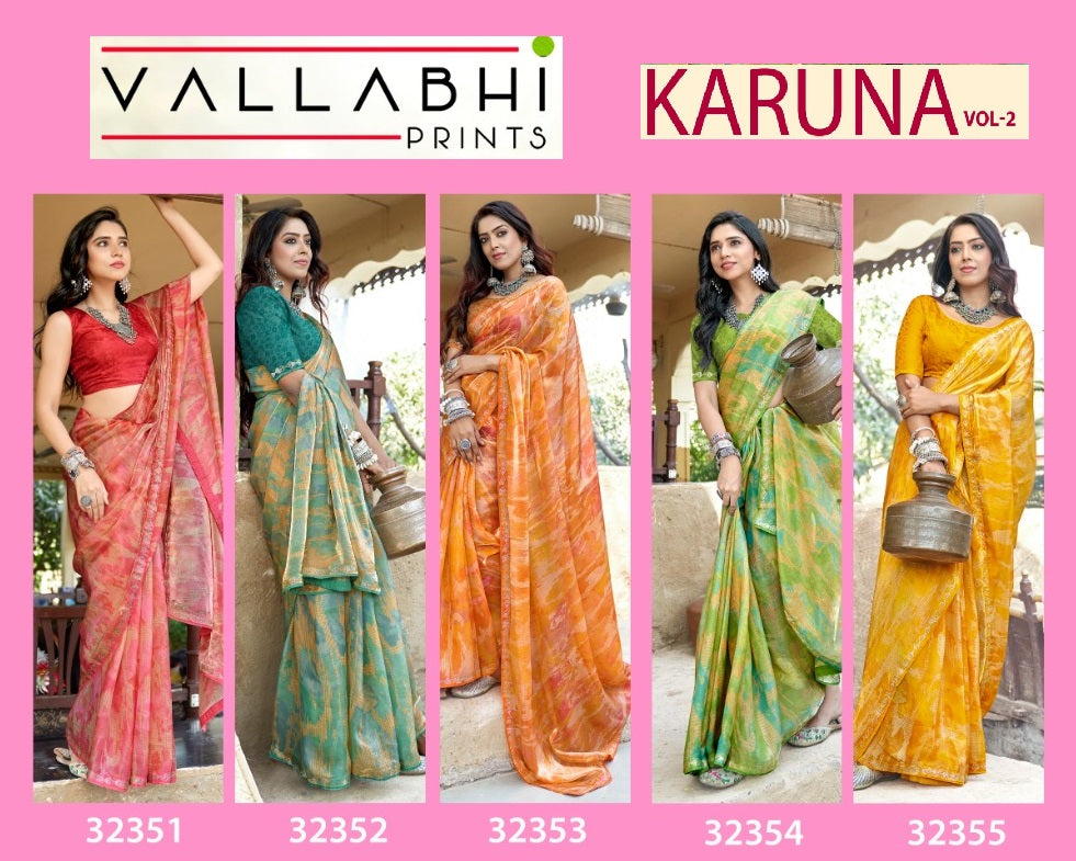 Karuna Vol 2 Vallabhi Prints Chiffon Sarees Manufacturer Ahmedabad