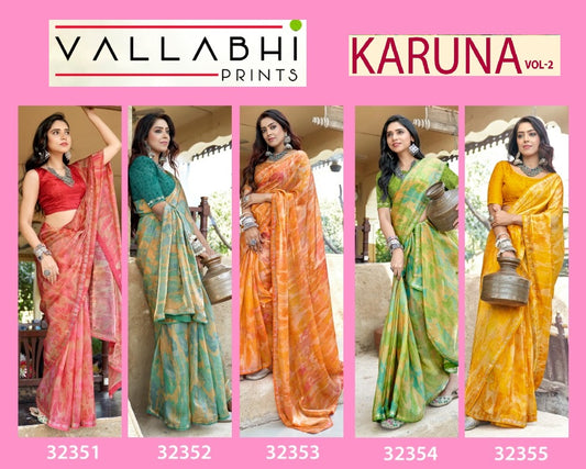Karuna Vol 2 Vallabhi Prints Chiffon Sarees Manufacturer Ahmedabad