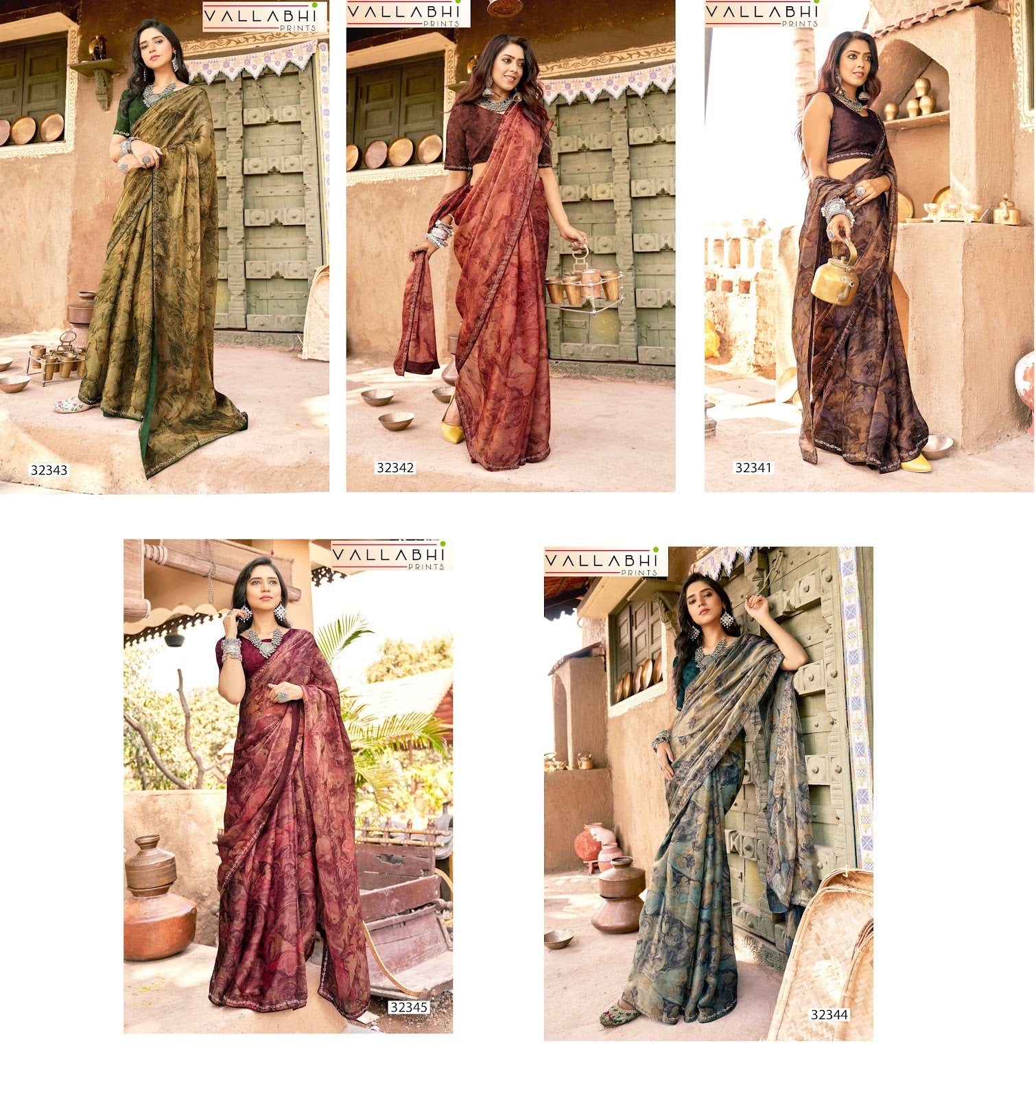 Karuna Vol 3 Vallabhi Prints Chiffon Sarees Wholesale Rate