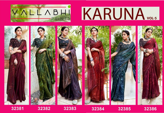 Karuna Vol 5 Vallabhi Prints Chiffon Sarees Exporter India