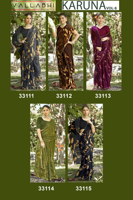 Karuna Vol 8 Vallabhi Prints Chiffon Sarees Manufacturer India
