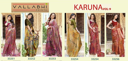 Karuna Vol 9 Vallabhi Prints Chiffon Sarees Supplier