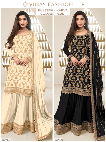 Karva Black And White Kuleesh Vinay Fashion Llp Viscose Sharara Style Suits Wholesale Price