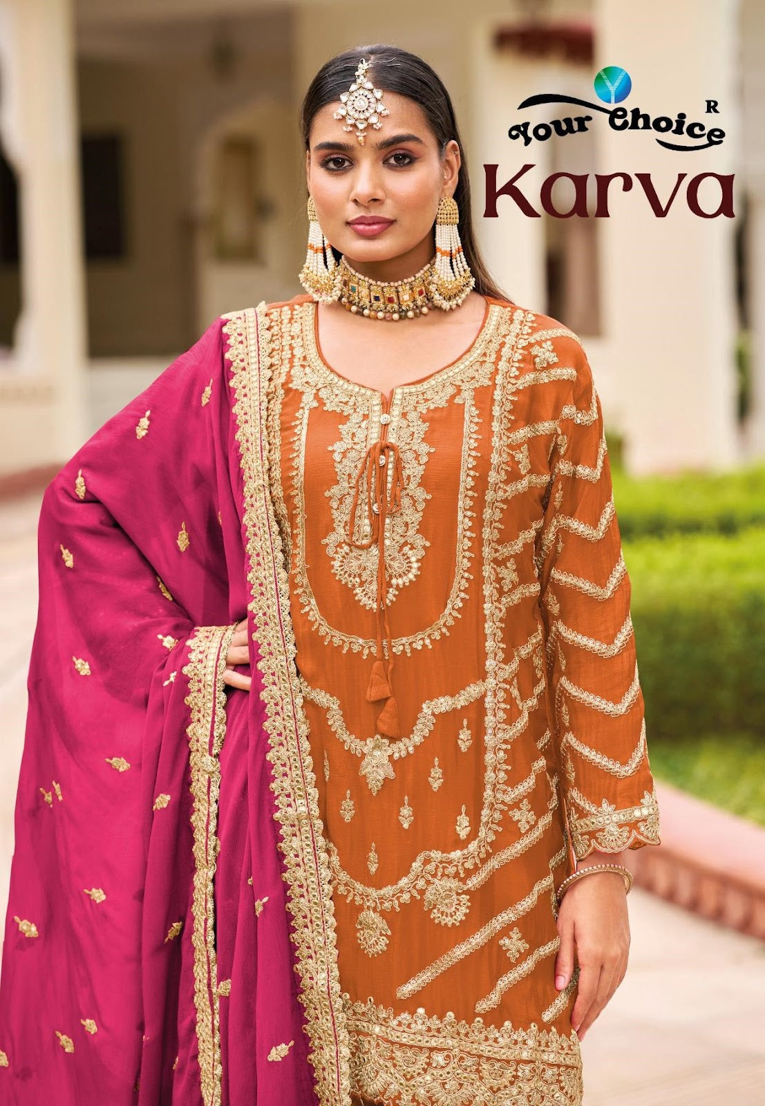 Karva Your Choice Chinon Pakistani Readymade Suits Manufacturer