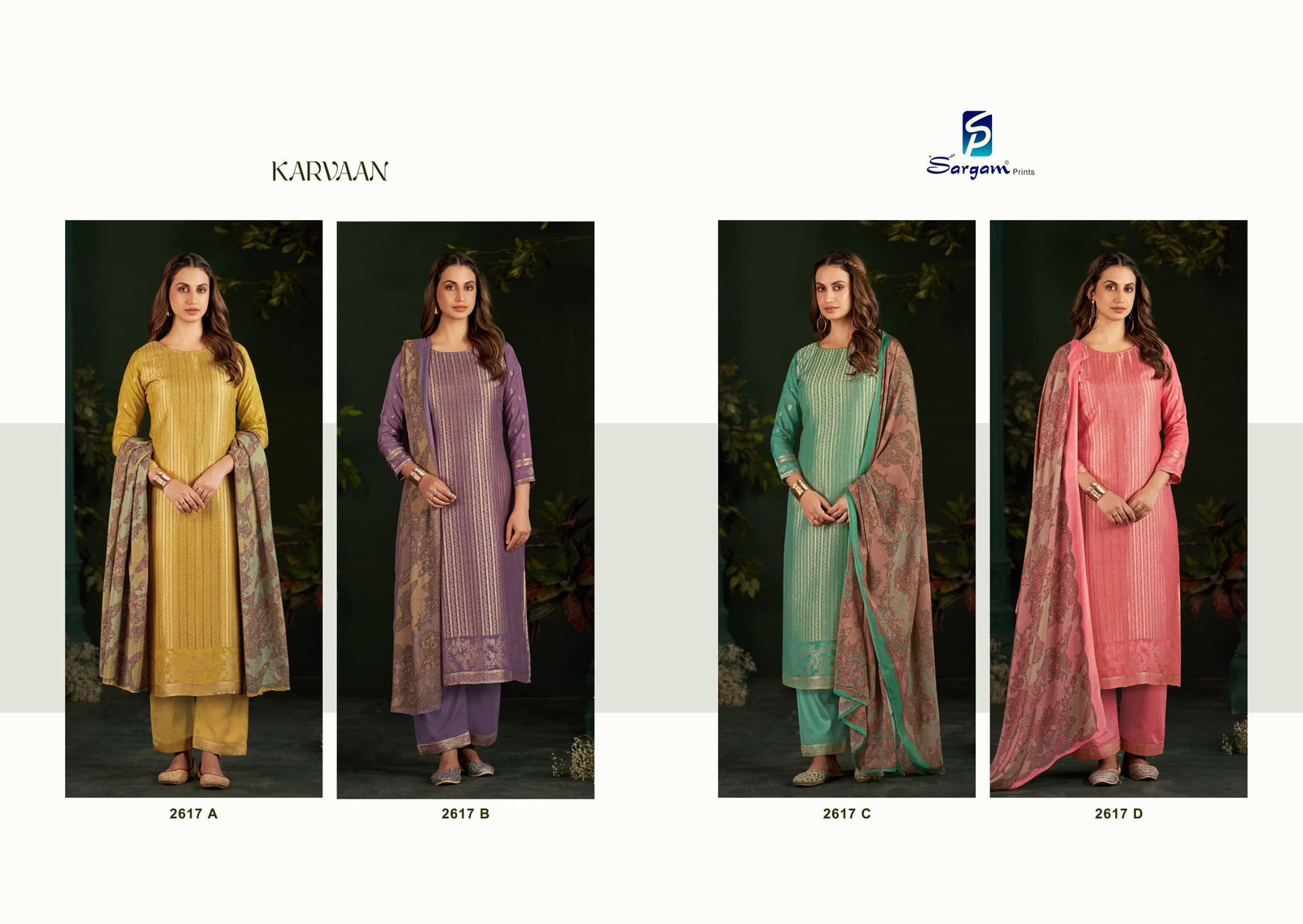 Karvaan Sargam Prints Muslin Jacquard Pant Style Suits Wholesale