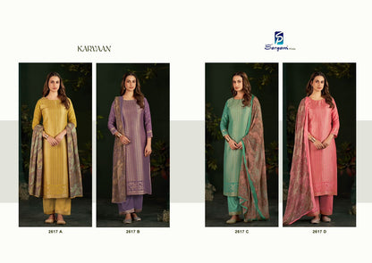 Karvaan Sargam Prints Muslin Jacquard Pant Style Suits Wholesale