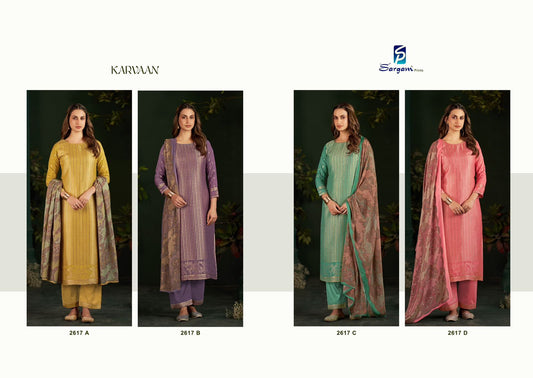Karvaan Sargam Prints Muslin Jacquard Pant Style Suits Wholesale