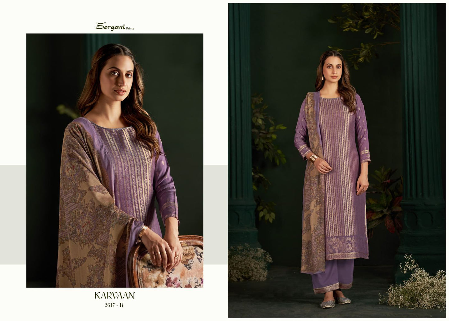 Karvaan Sargam Prints Muslin Jacquard Pant Style Suits Wholesale