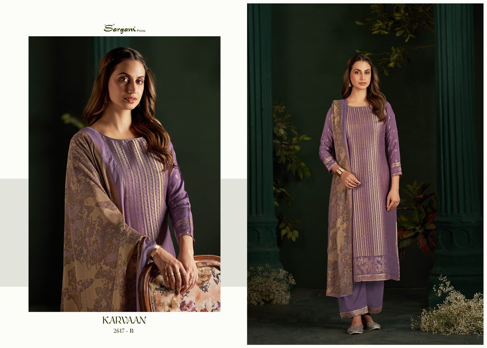 Karvaan Sargam Prints Muslin Jacquard Pant Style Suits Wholesale