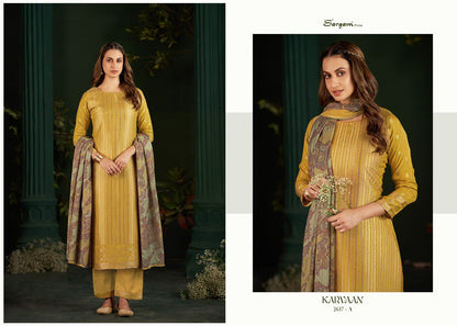 Karvaan Sargam Prints Muslin Jacquard Pant Style Suits Wholesale