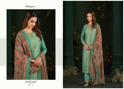 Karvaan Sargam Prints Muslin Jacquard Pant Style Suits Wholesale