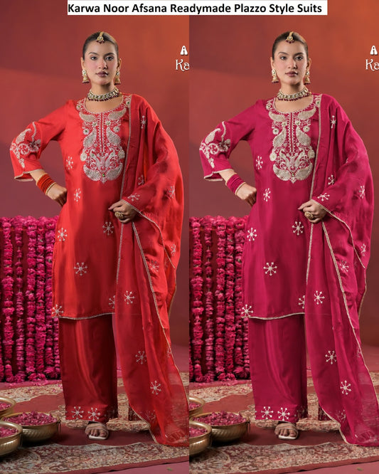 Karwa Noor Afsana Russian Readymade Plazzo Style Suits Exporter Gujarat
